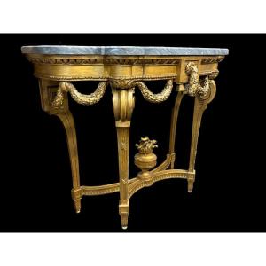 Élégante console en bois doré de style Louis XVI 19ème.