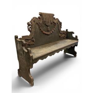 Louis XVI-style Wooden Hall Bench, Late 18th Century.