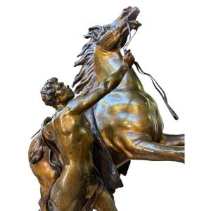 Sculpture En Bronze De Guillaume Coustou « Le Cheval De Marly » 19ème.