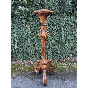 Large Regency-style Candelabra In Walnut, 19th Century