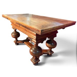 A 17th-century Baroque Table With Ball-shaped Legs.