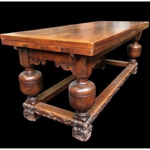 A Very Large Oak Table, 400 Cm Long With An Extension.