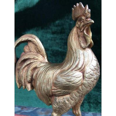 Small Rooster In Gilt Bronze End 19thc.