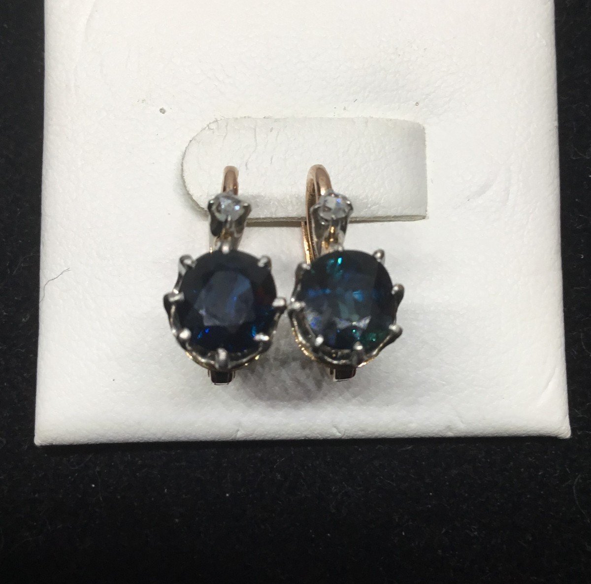 Pair Of Earrings, Gold, Sapphires And Diamonds-photo-2