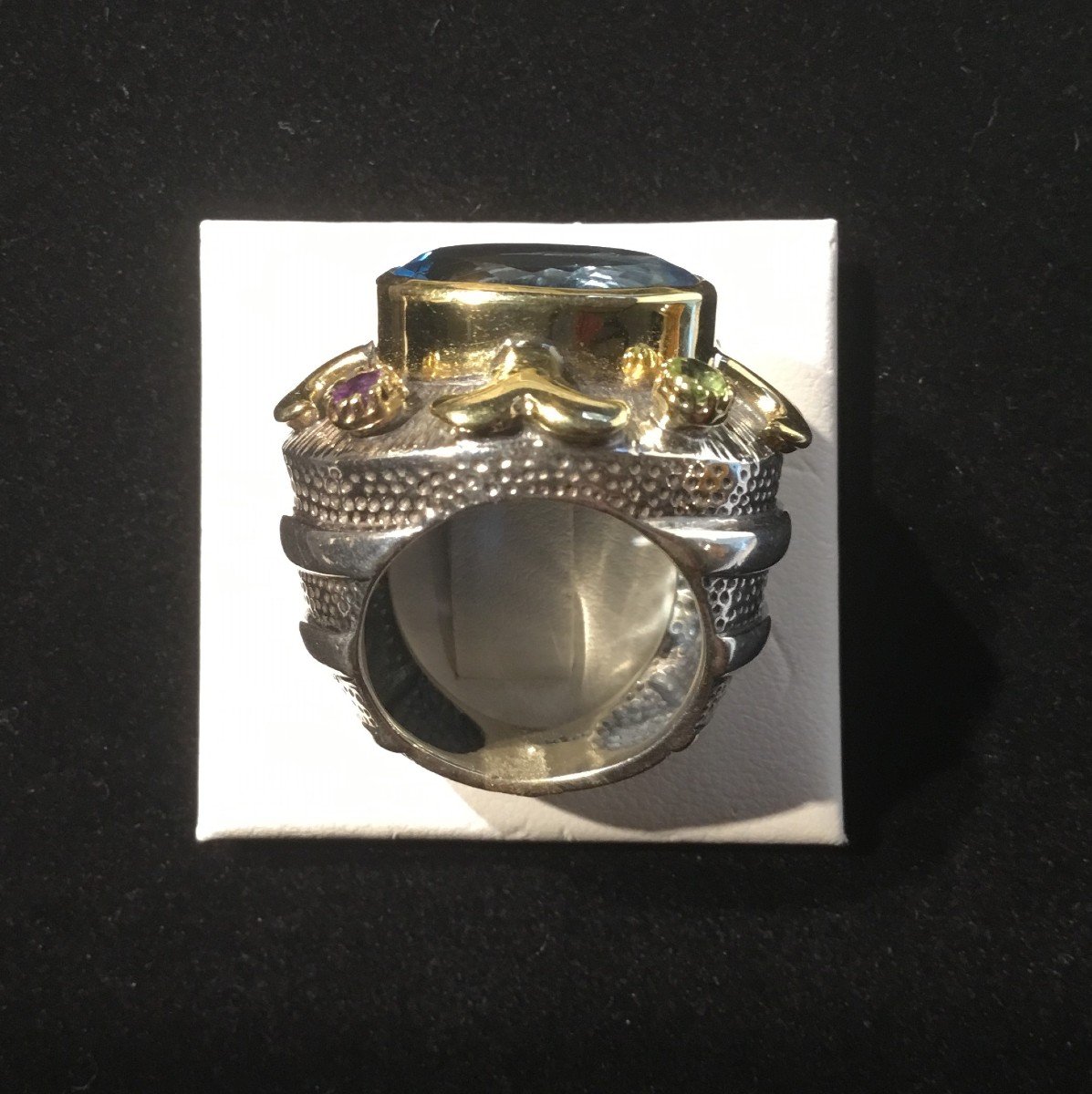 Silver Ring, Vermeil, Topaz And Fine Stones-photo-2