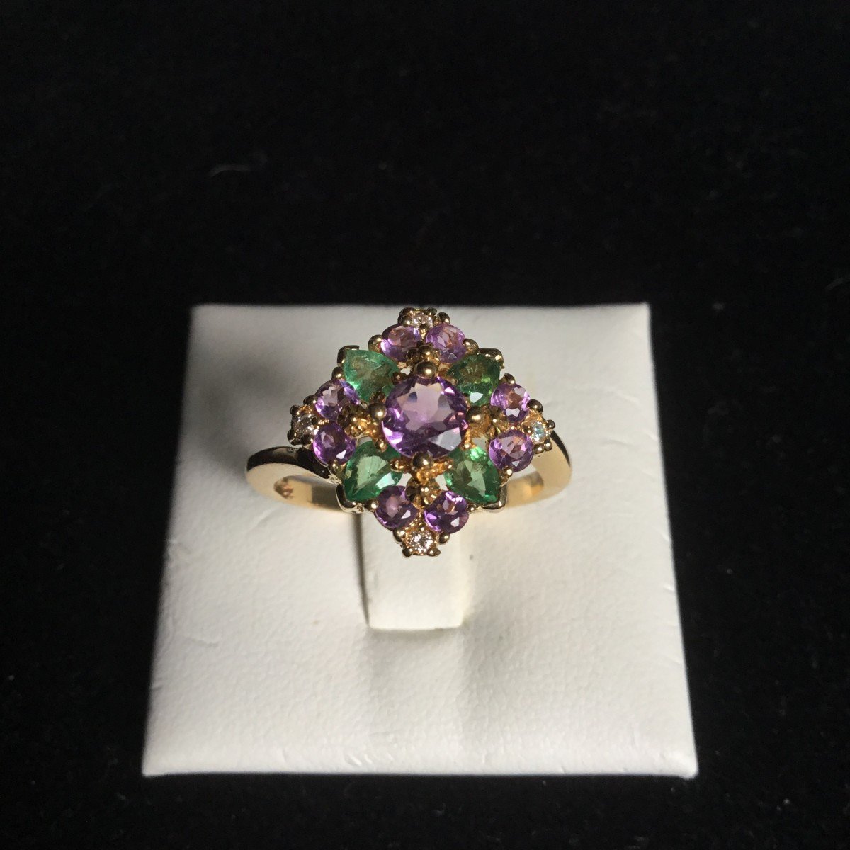 Gold Ring, Amethysts, Emeralds And Diamonds-photo-2