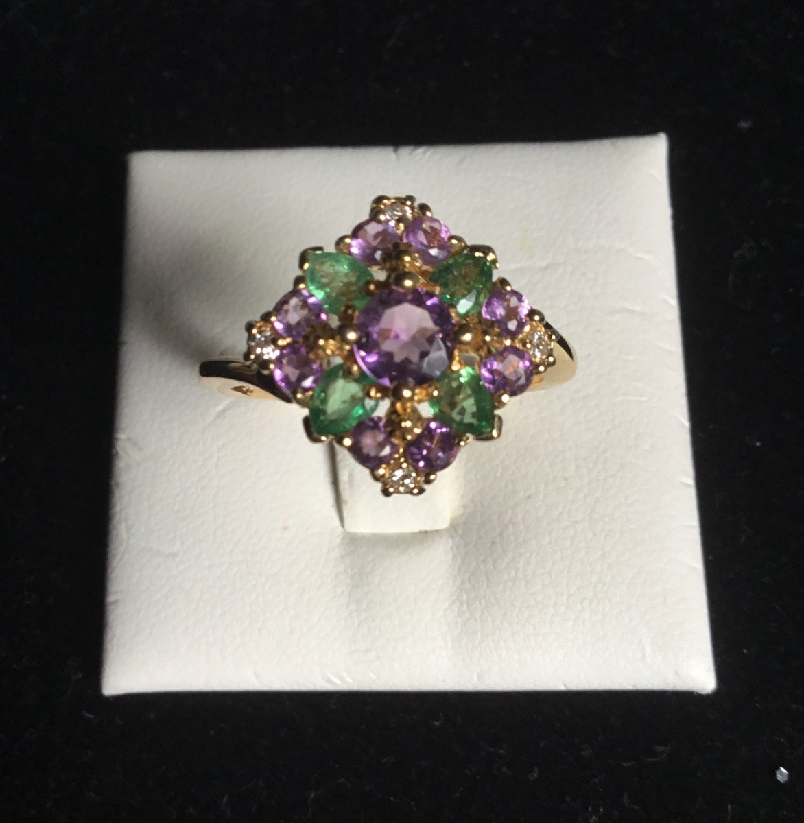 Gold Ring, Amethysts, Emeralds And Diamonds-photo-4