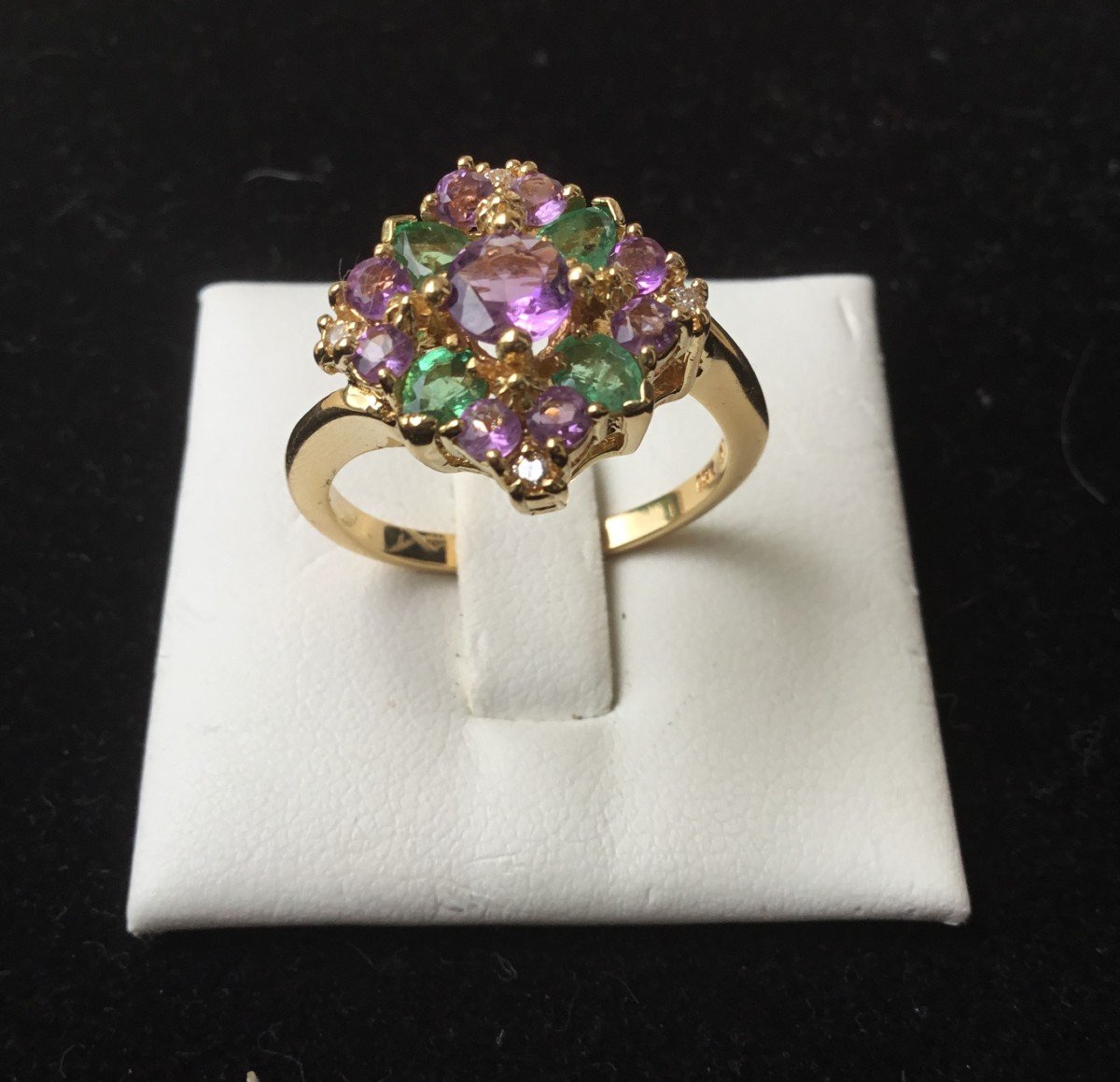 Gold Ring, Amethysts, Emeralds And Diamonds-photo-1