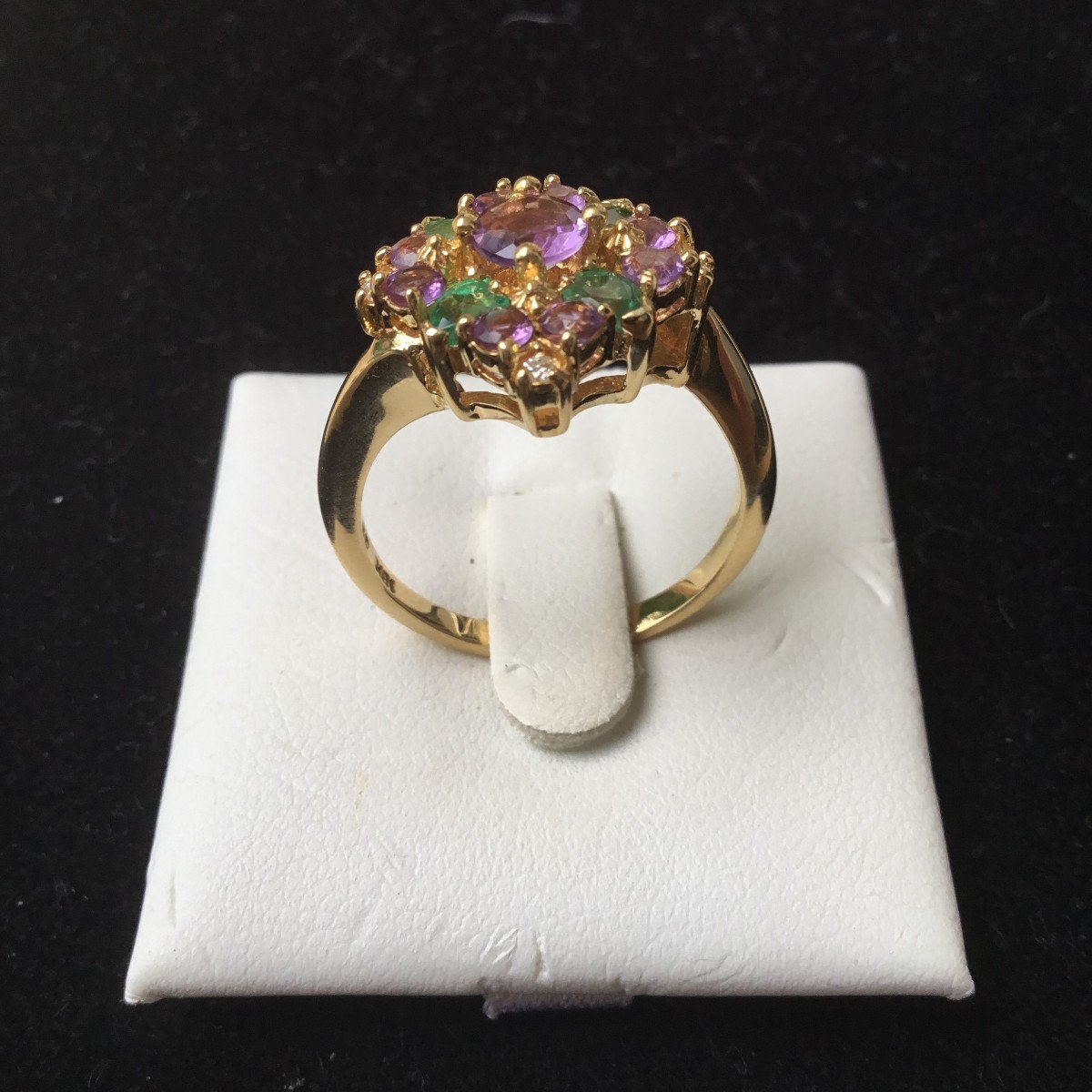 Gold Ring, Amethysts, Emeralds And Diamonds-photo-2