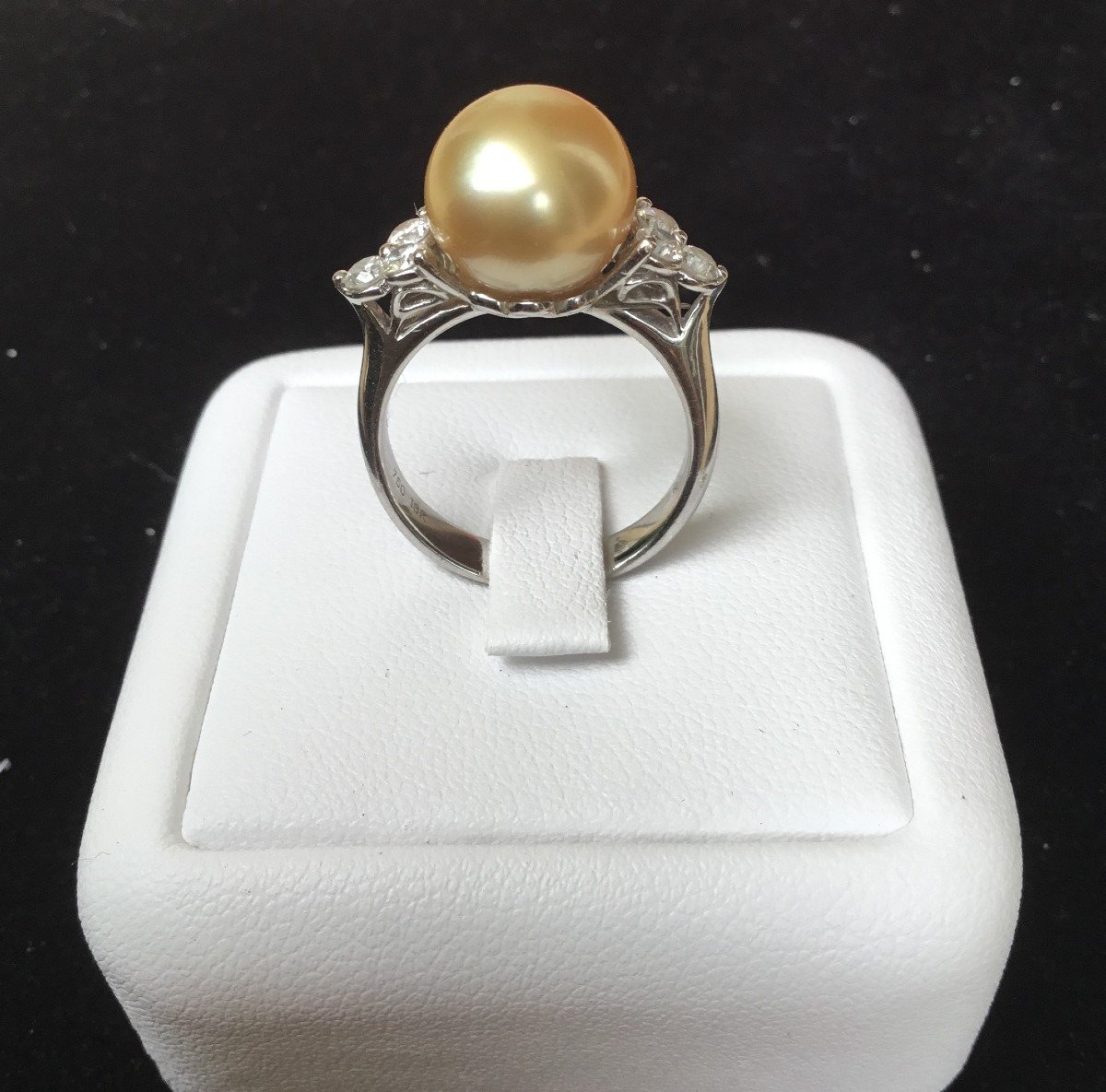 Bague or, perle et diamants-photo-4
