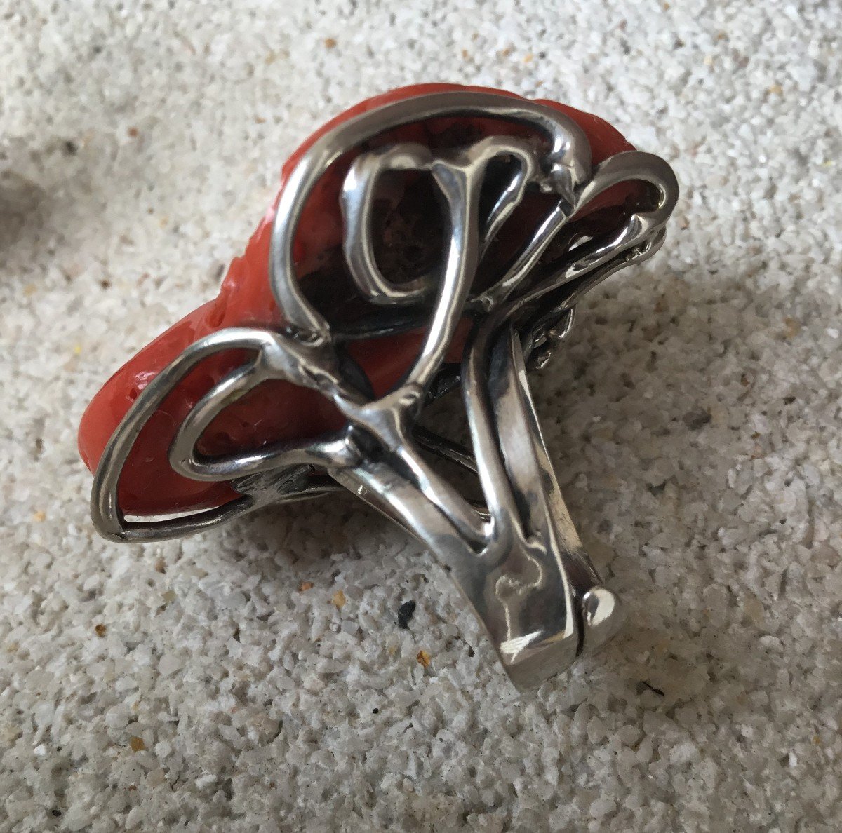 Coral And Silver Ring-photo-3