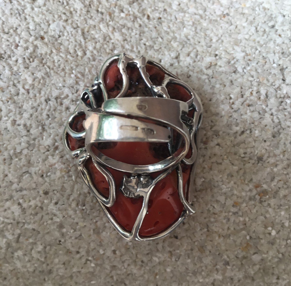 Coral And Silver Ring-photo-4