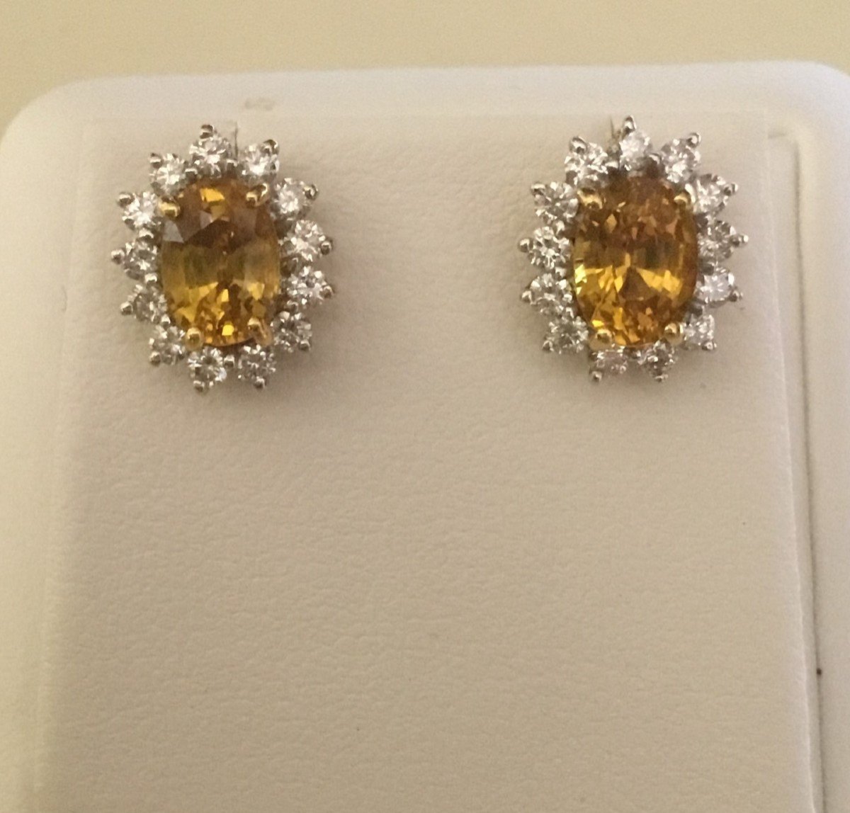 Pair Of Earrings, Gold, Yellow Sapphires And Diamonds