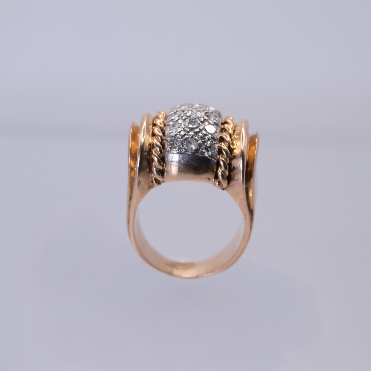 Yellow Gold, Art Deco And Diamond Ring-photo-2