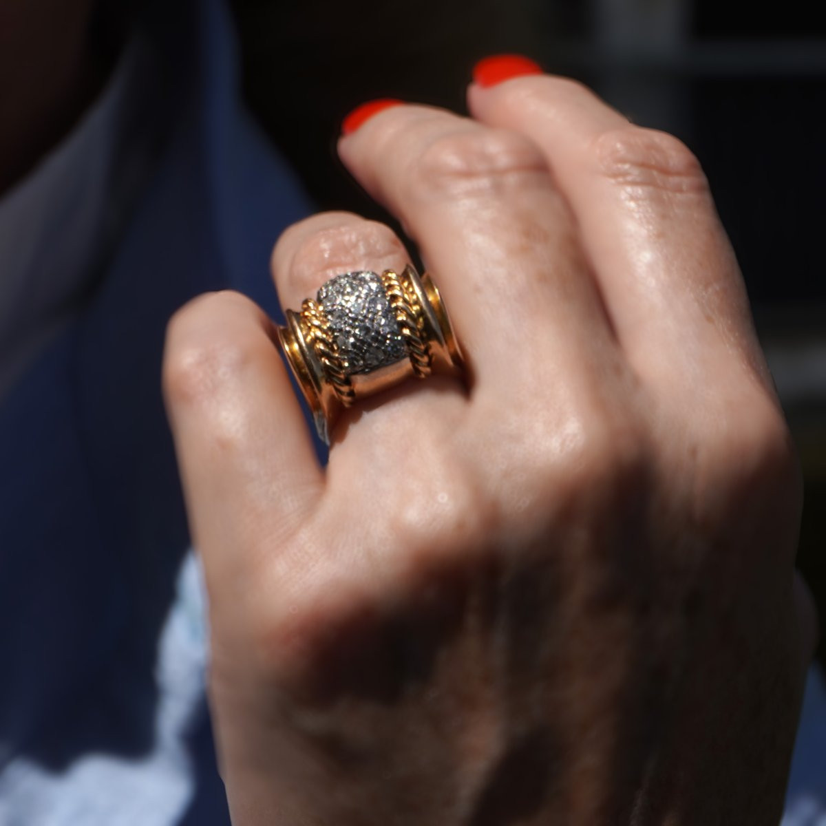 Yellow Gold, Art Deco And Diamond Ring-photo-4