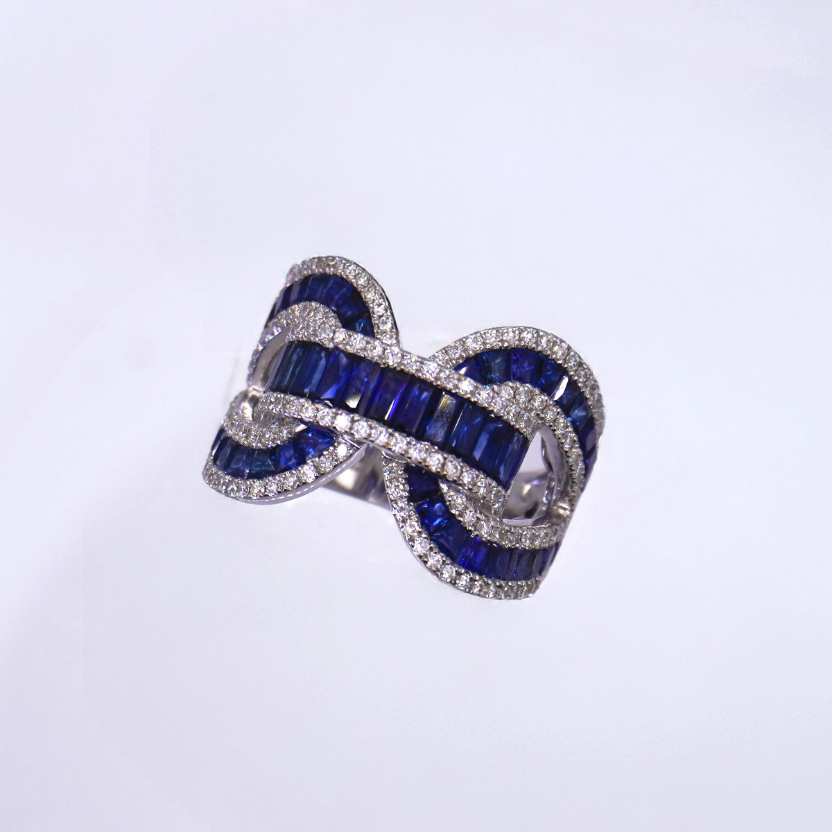 Knot Ring - Calibrated Sapphires And Diamonds