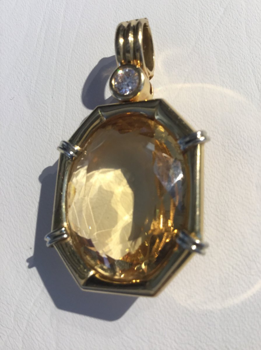 Gold, Citrine And Diamond Pendant-photo-3