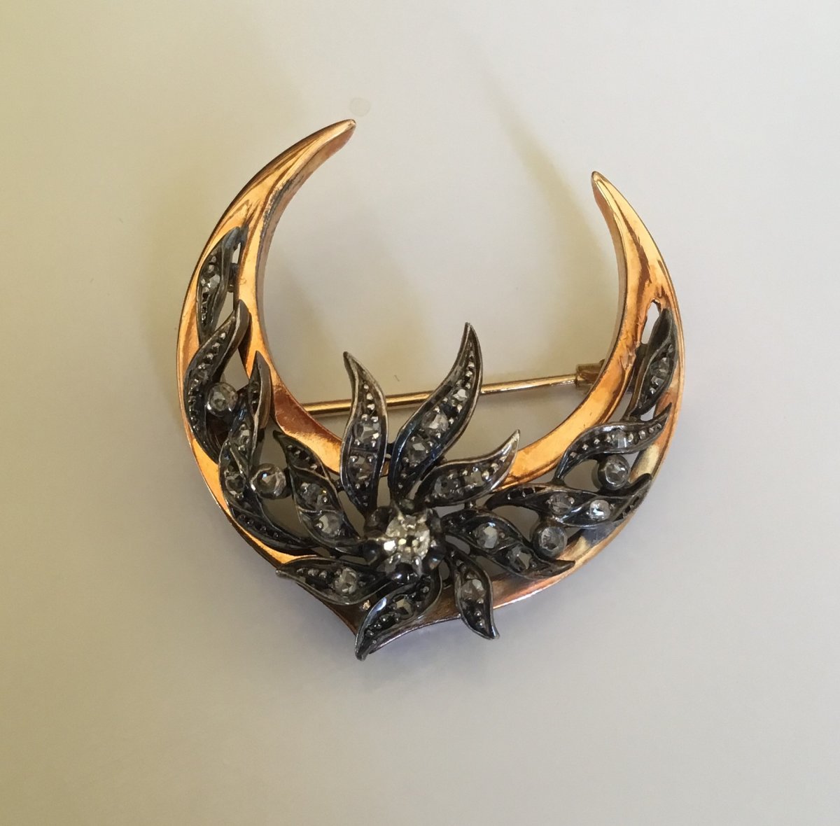 Broche or, argent et diamants, Napoléon III-photo-1