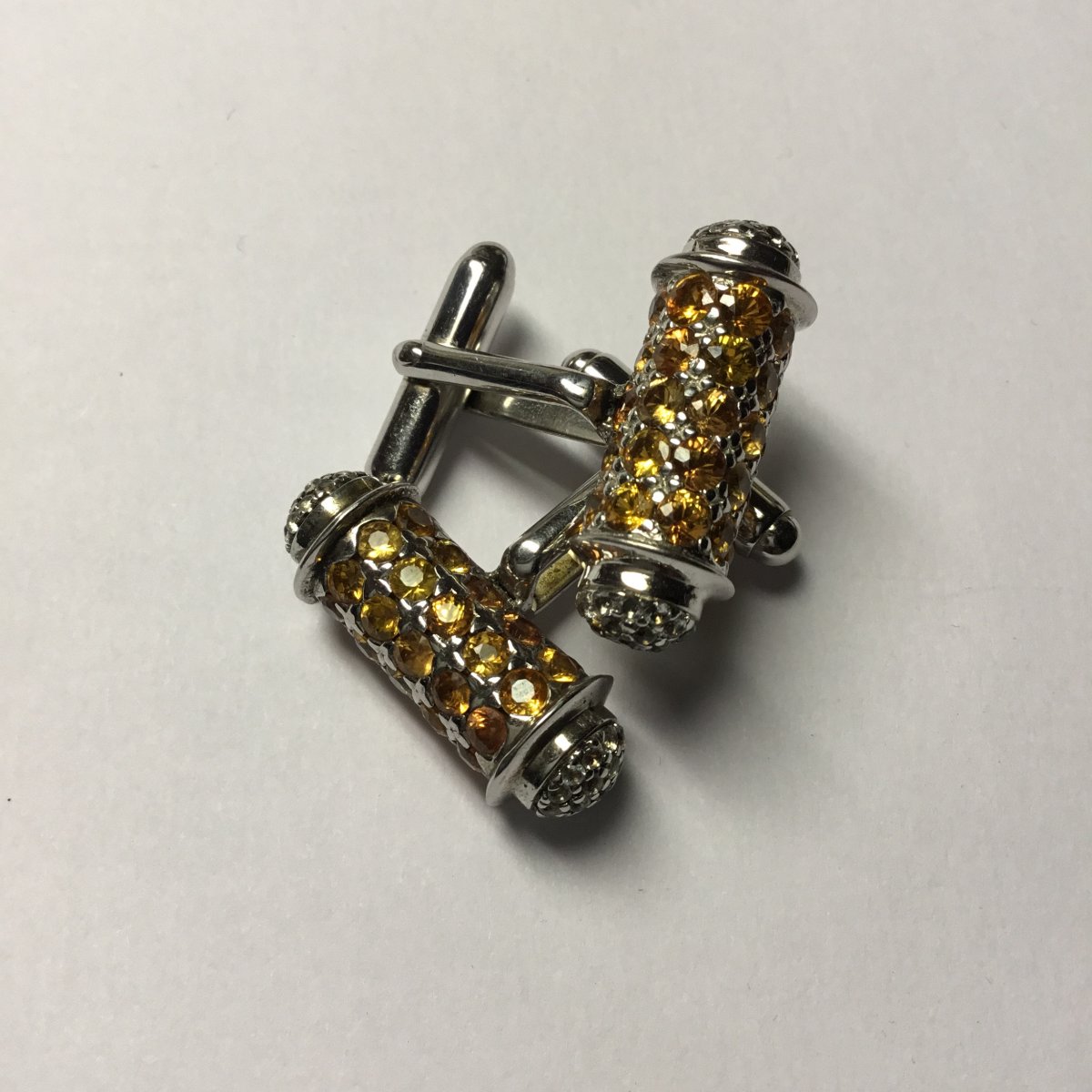 Pair Of Cufflinks, Silver, Sapphires And Diamonds