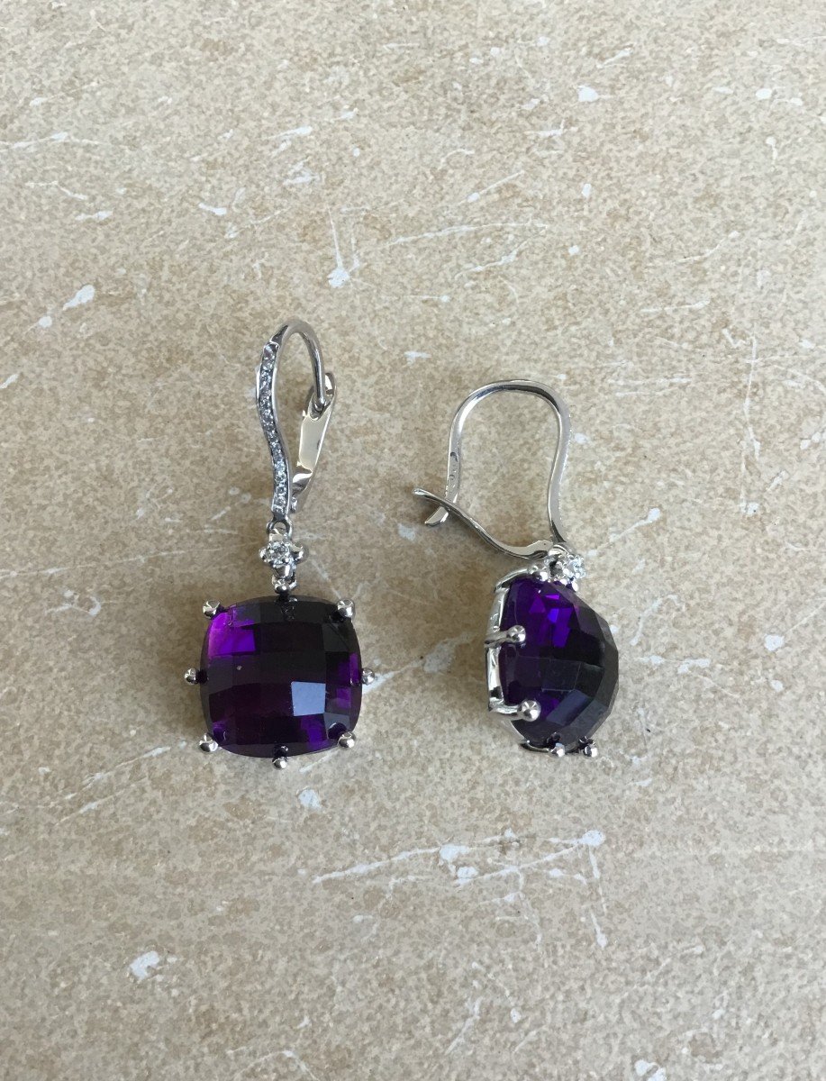 Earrings, Gold, Diamonds And Amethysts-photo-2