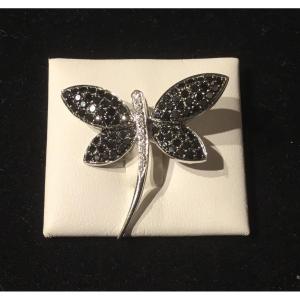 Broche - Pendentif papillon, or et diamants