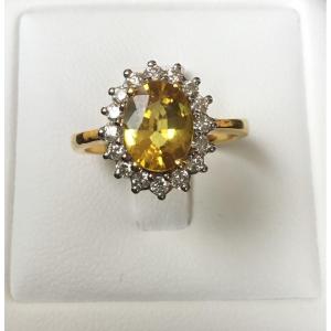 Gold, Yellow Sapphire And Diamond Ring