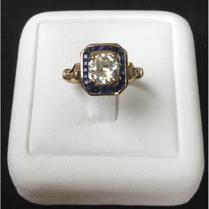 Gold, Diamond And Sapphire Ring