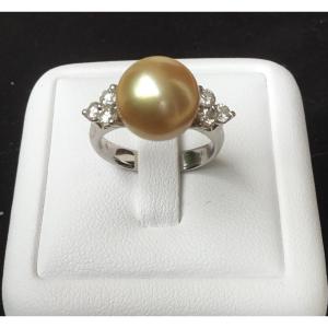 Gold, Pearl And Diamond Ring