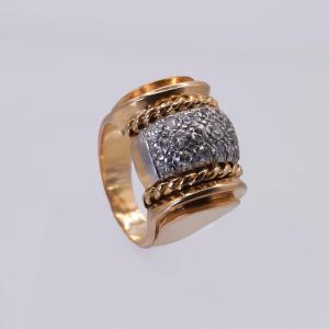 Bague or jaune, Art-deco et diamants