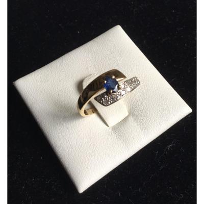 Gold, Diamonds And Sapphire Ring
