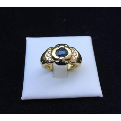 Gold, Sapphire And Diamond Ring