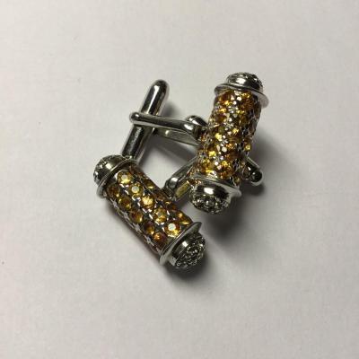 Paire de boutons de manchette, argent, saphirs et diamants