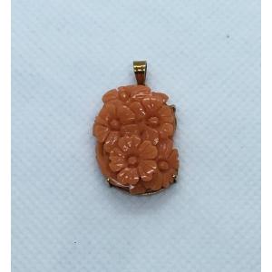 Coral And Gold Pendant