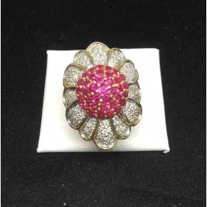 Bague or, rubis et diamants