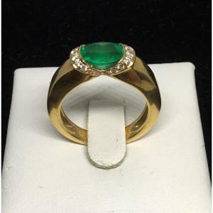 Gold, Emerald And Diamond Ring