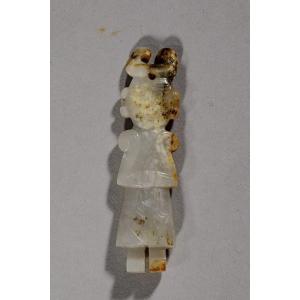 Anthropomorphic Adornment Element In Two-tone Jade, Shaded Brown And Celadon Gray 