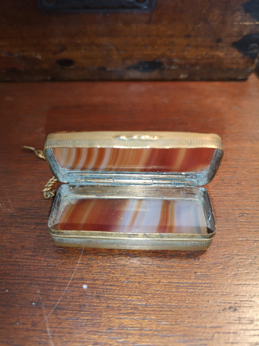 Boîte à Bijoux Ancienne En Coquille De Moule – Décor Nacre Et Diamant – Avec Bague Or – Modèle N3 – 19ème Siècle ?
