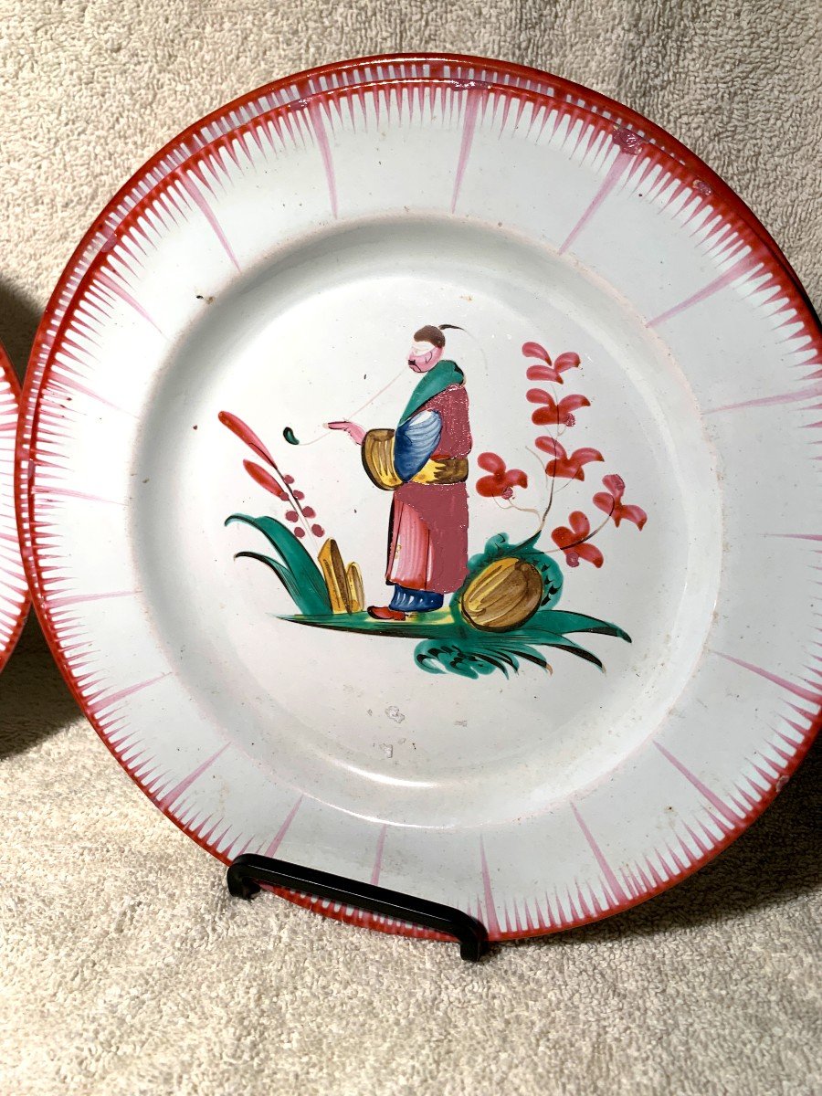 Luneville Faiences - End Of 18th Century, Beginning Of 19th Century - 4 Large Chinese Pipe Smokers-photo-1
