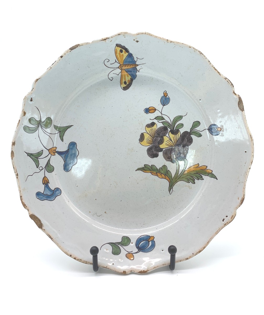 Nevers 18th Century - Floral And Butterfly Motif