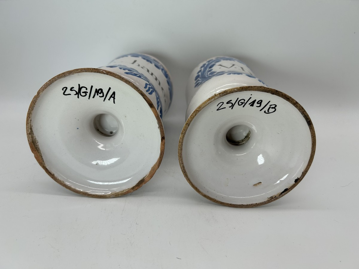 Nevers 18th Century - Apothecary - Pair Of Cannon Pots-photo-3