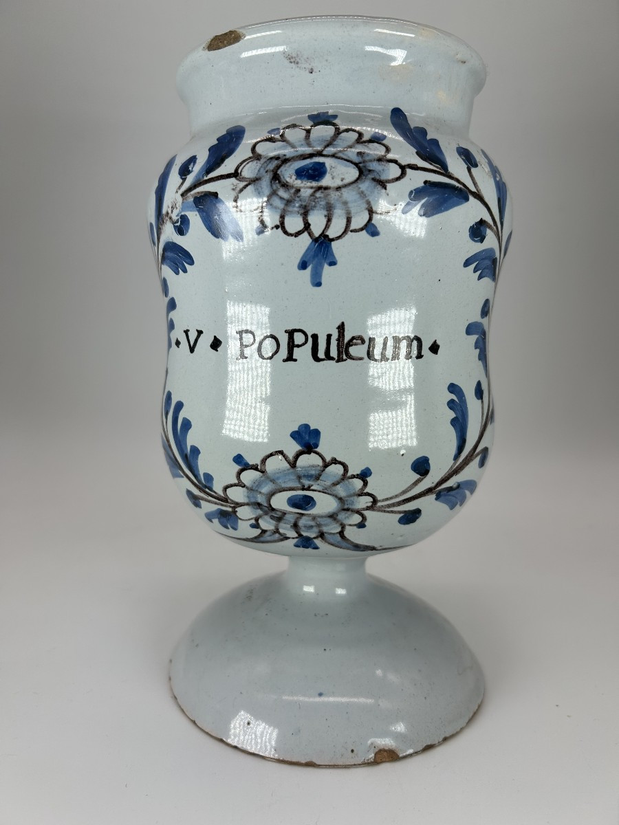 Nevers 18th Century - Apothecary - Large Canon Jar - Curved With Double Bulges