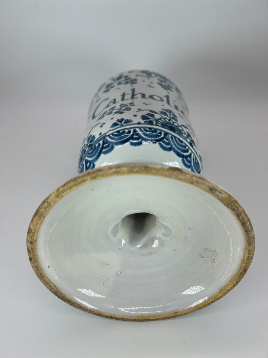 Paris, Saint Cloud - 18th Century - Large Cylindrical Cannon Pot, Very Slightly Curved -photo-2