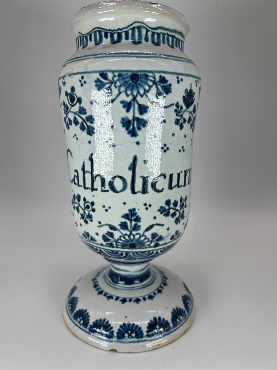 Paris, Saint Cloud - 18th Century - Large Cylindrical Cannon Pot, Very Slightly Curved 