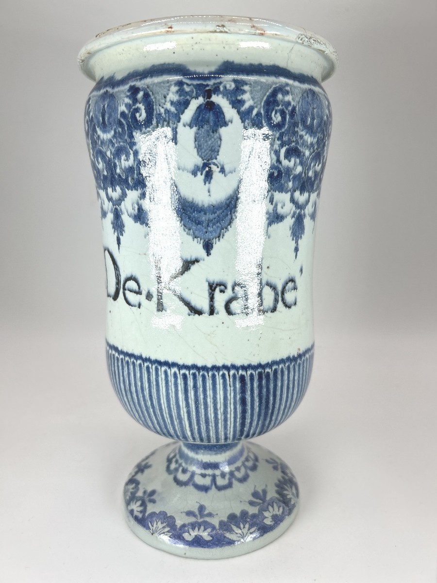 Rouen 18th Century - Around 1730 - Large Canon Pot On Shower Stand - Signed-photo-4