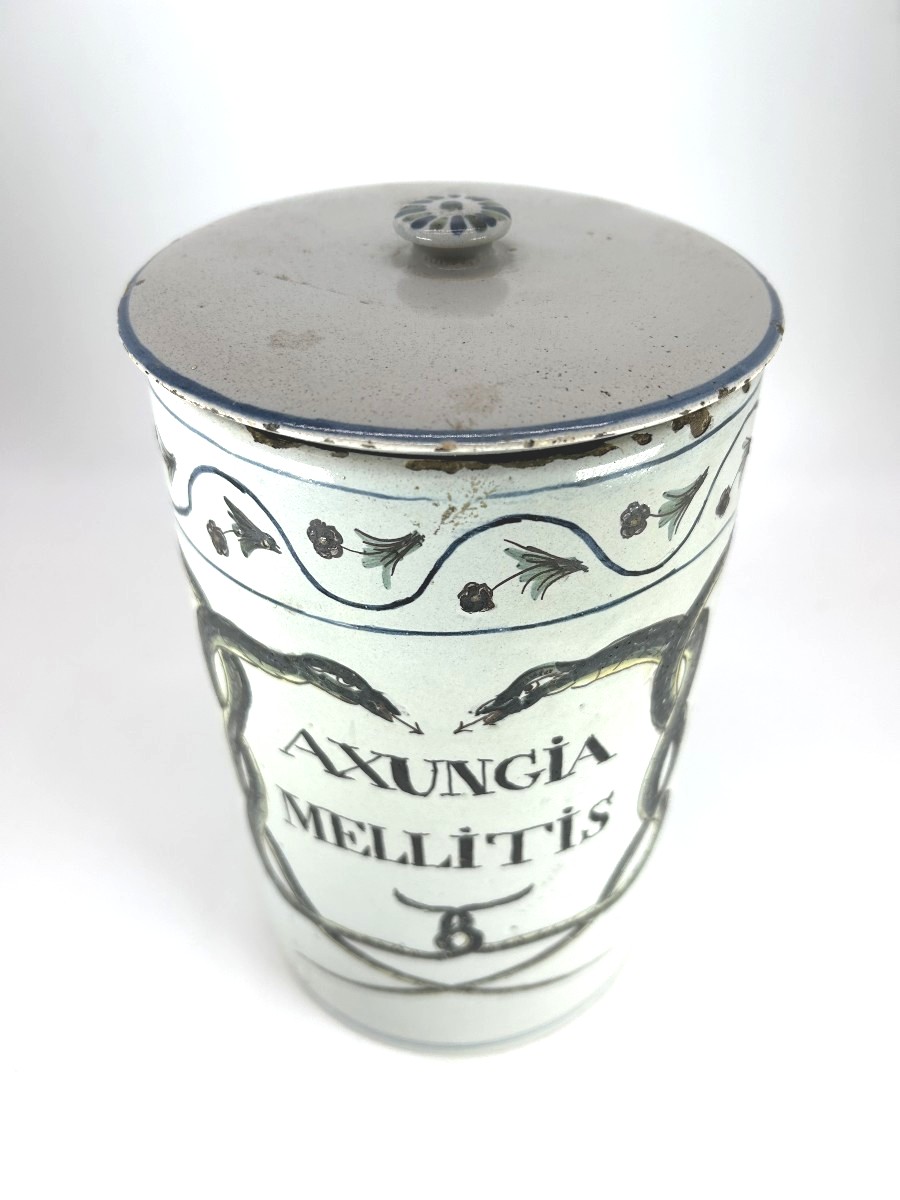PARIS FIN XVIII ème siècle - APOTHICAIRERIE - POT A ONGUENT - Couvercle et décor de serpents -photo-2