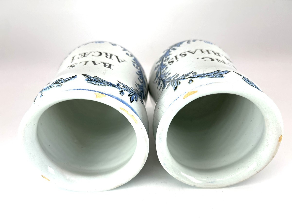 Rouen 18th Century - Apothecary - Pair Of Canon Jars -photo-1