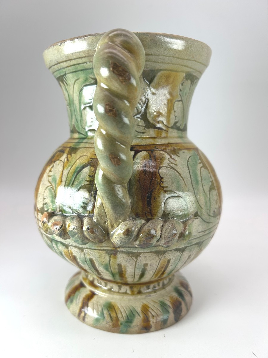 Faenza - Second Half Of The 16th Century - Pitcher With Raised Vegetal Decoration-photo-4