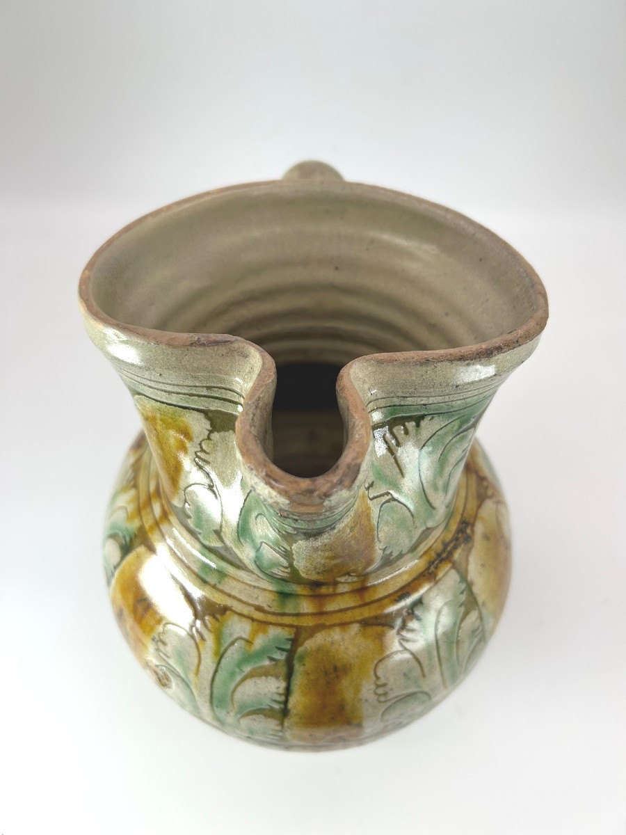 Faenza - Second Half Of The 16th Century - Pitcher With Raised Vegetal Decoration-photo-3