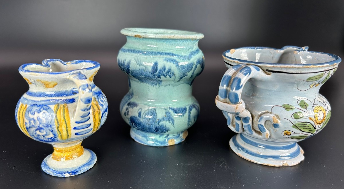 ITALE - TOSCANE XVIIIème et début XIX ème siècle - 1 pilulier + 2 cruchons à alcool-photo-1