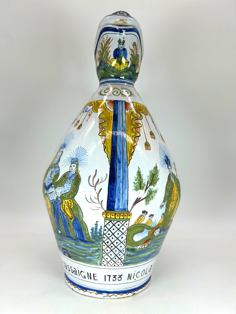 Rouen 19th Century - Large Cider Pitcher With Rotating Decoration-photo-2